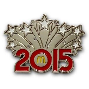 McDonald’s Pin Rhinestone Silver Shooting Star Red 2015 Firework Metal Lapel Pin